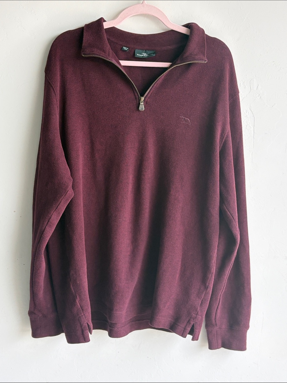 Rodd & Gunn Men’s Large Burgundy Quarter Zip Pullover Sweater Long Sleeve